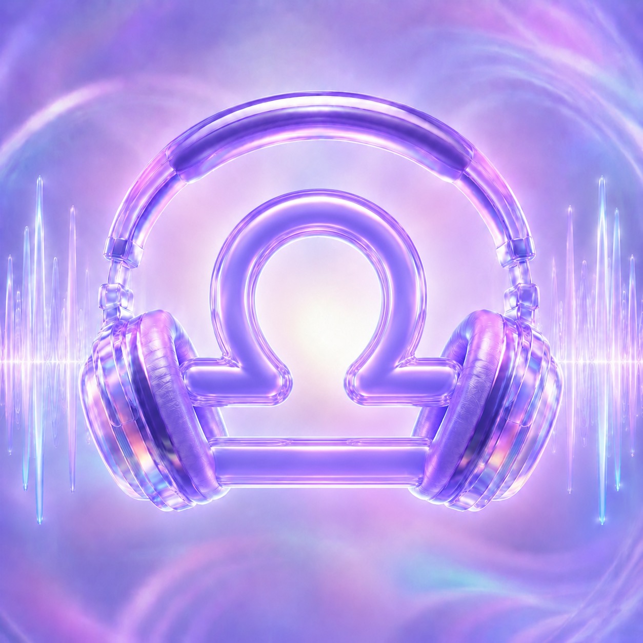 Glass Libra glyph with headphones