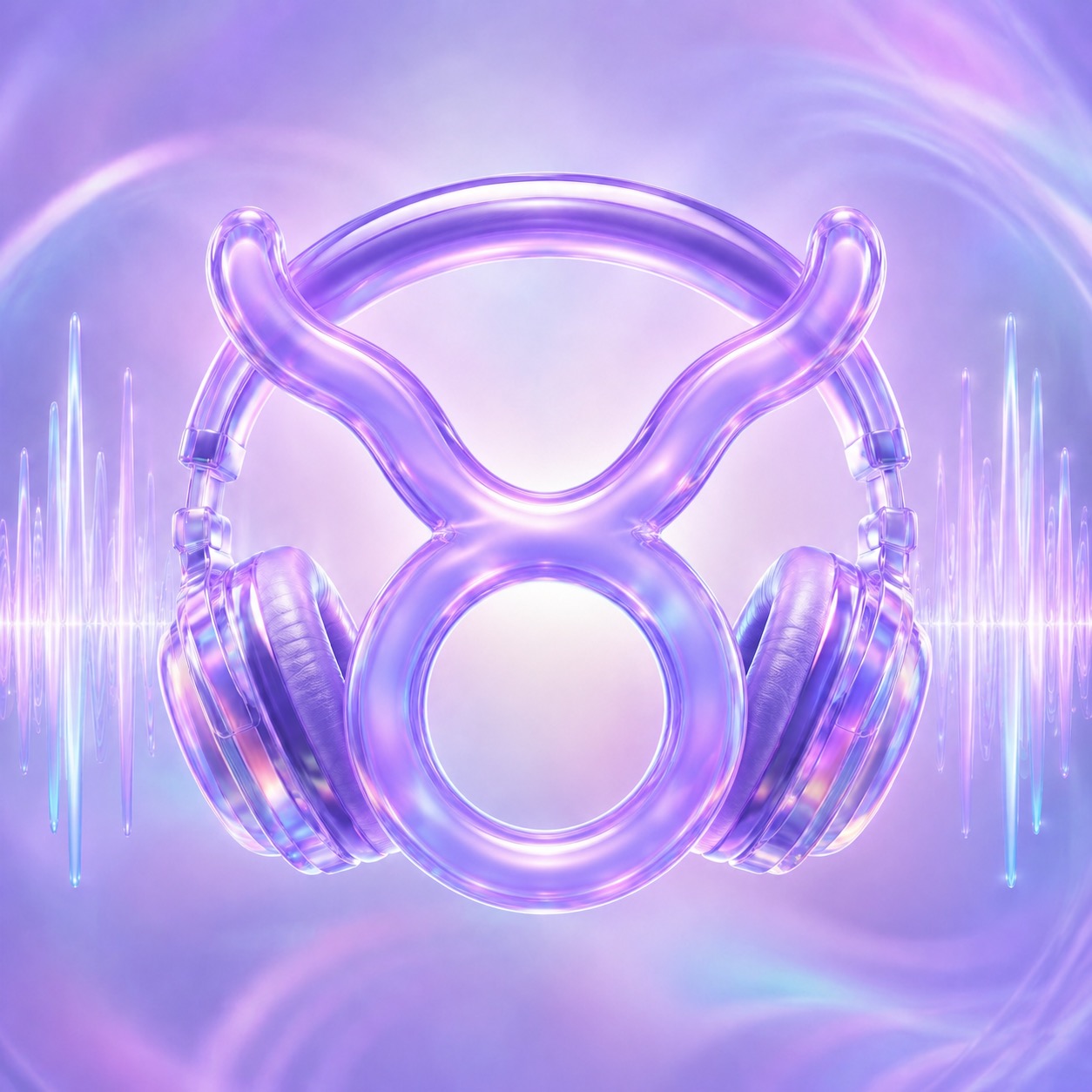 Glass Taurus glyph with headphones
